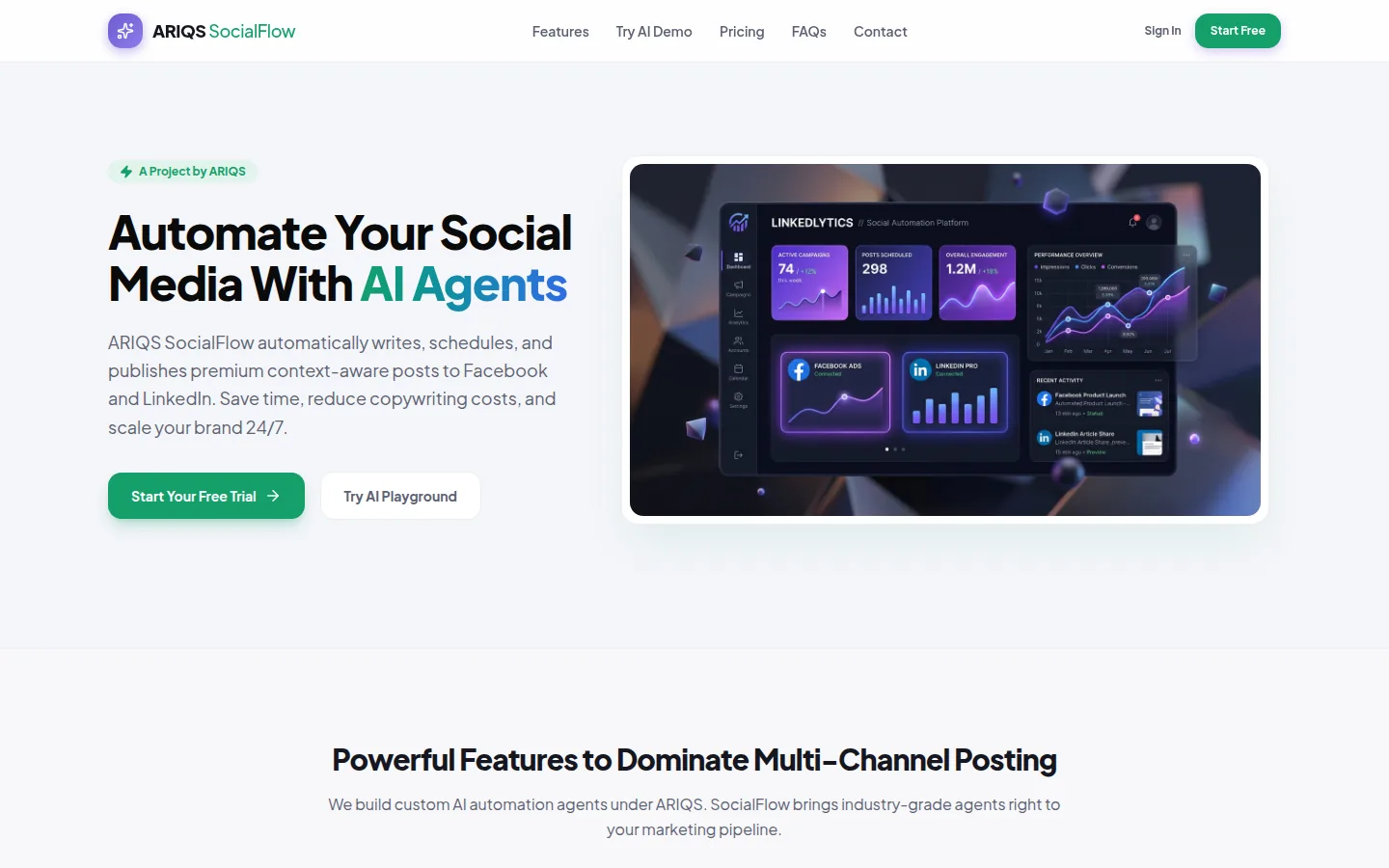 ARIQS SocialFlow website